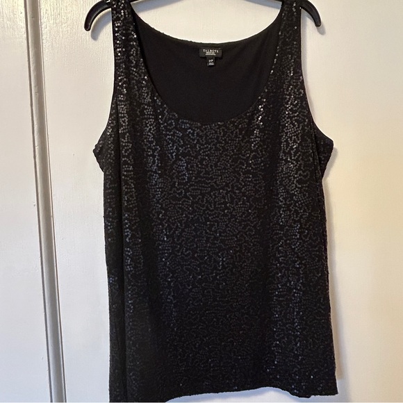 Talbots Black Sequin Tank Top Sleeveless Sparkly Party Cocktail Plus Size 2X P - Picture 8 of 15